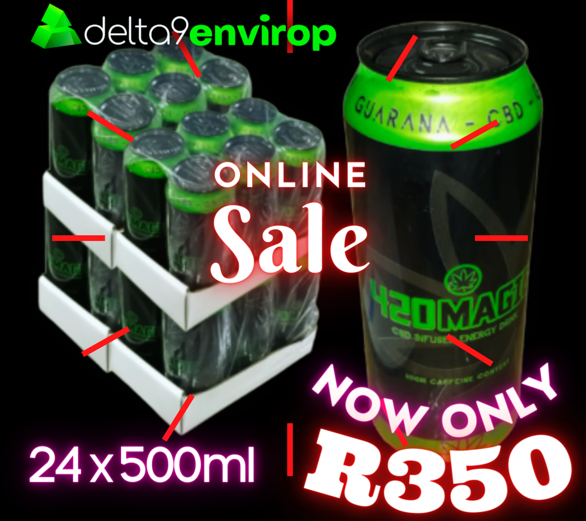 420MAGIC - CBD & Guarana Infused Energy Drink 500ml x 24