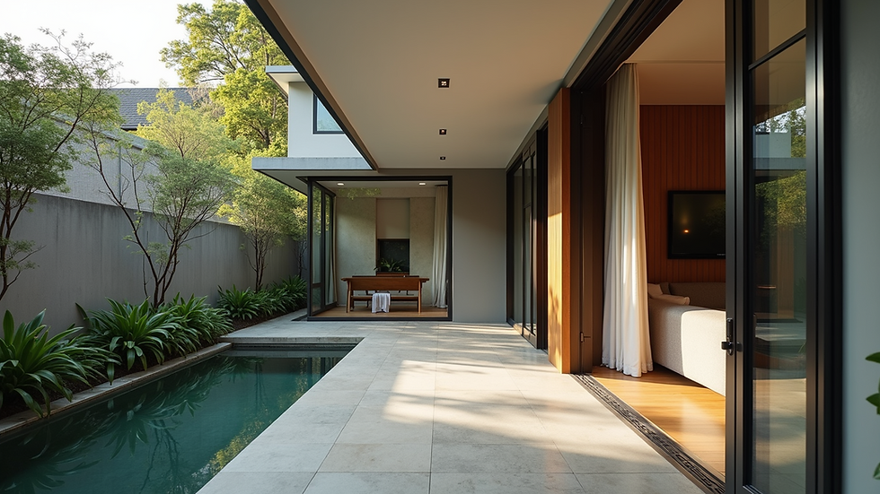 Eye-level view of a modern townhome in Thailand