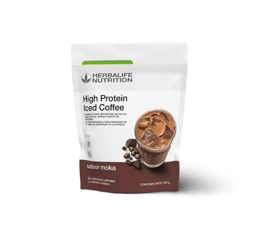 High Protein Iced Coffee de Herbalife, bebida instantánea en polvo con café y proteína, ideal para preparar un delicioso café