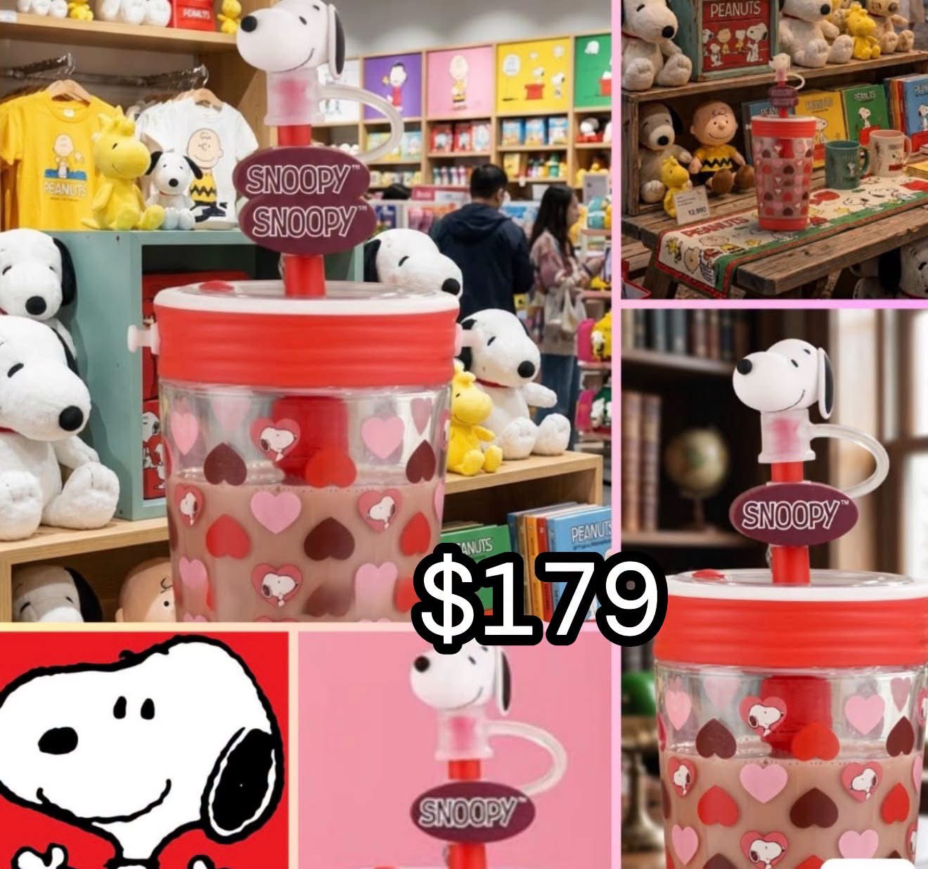 Vaso vidrio licencia Snoopy 