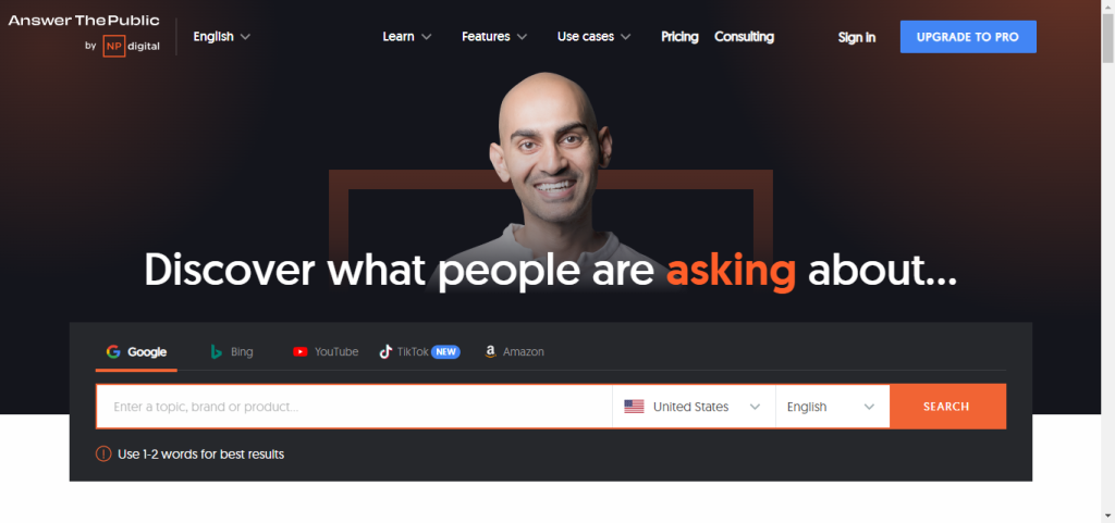 Keyword research answer the public.