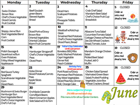 Meals on Wheels - June Menu