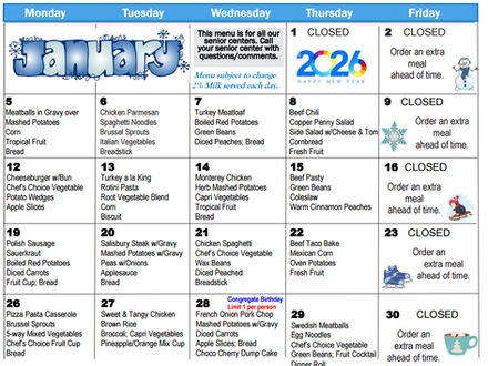 January 2026 Menu