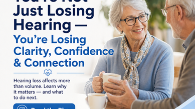 Sunday Soundcheck blog graphic about hearing loss, clarity, confidence, connection, hearing tests, and hearing aids.