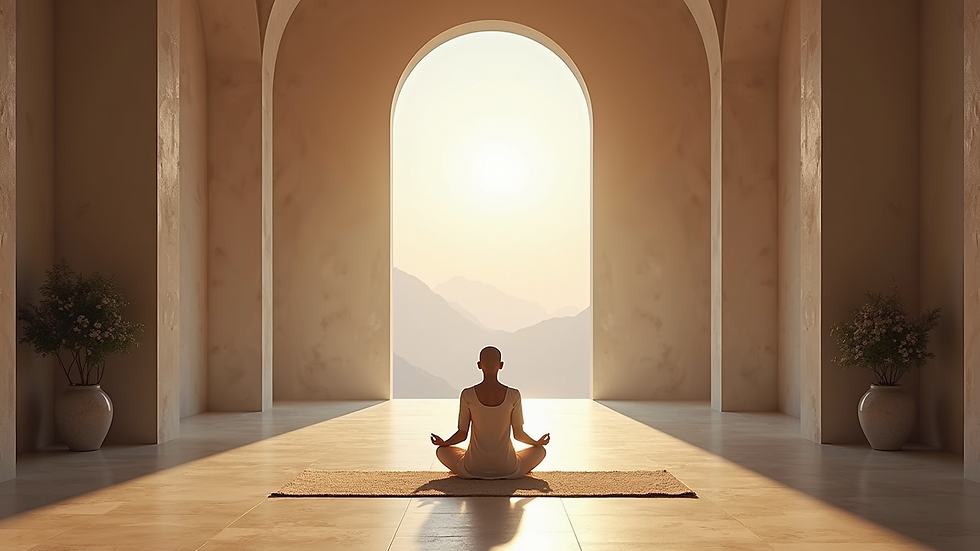 High angle view of a tranquil meditation space
