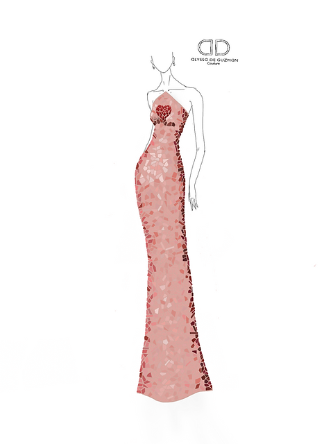 white christmas dresses Bernadette Dress Gilded Jude Cloth in Stained Glass Hot Pink Gold| Jude  Connally main image 0