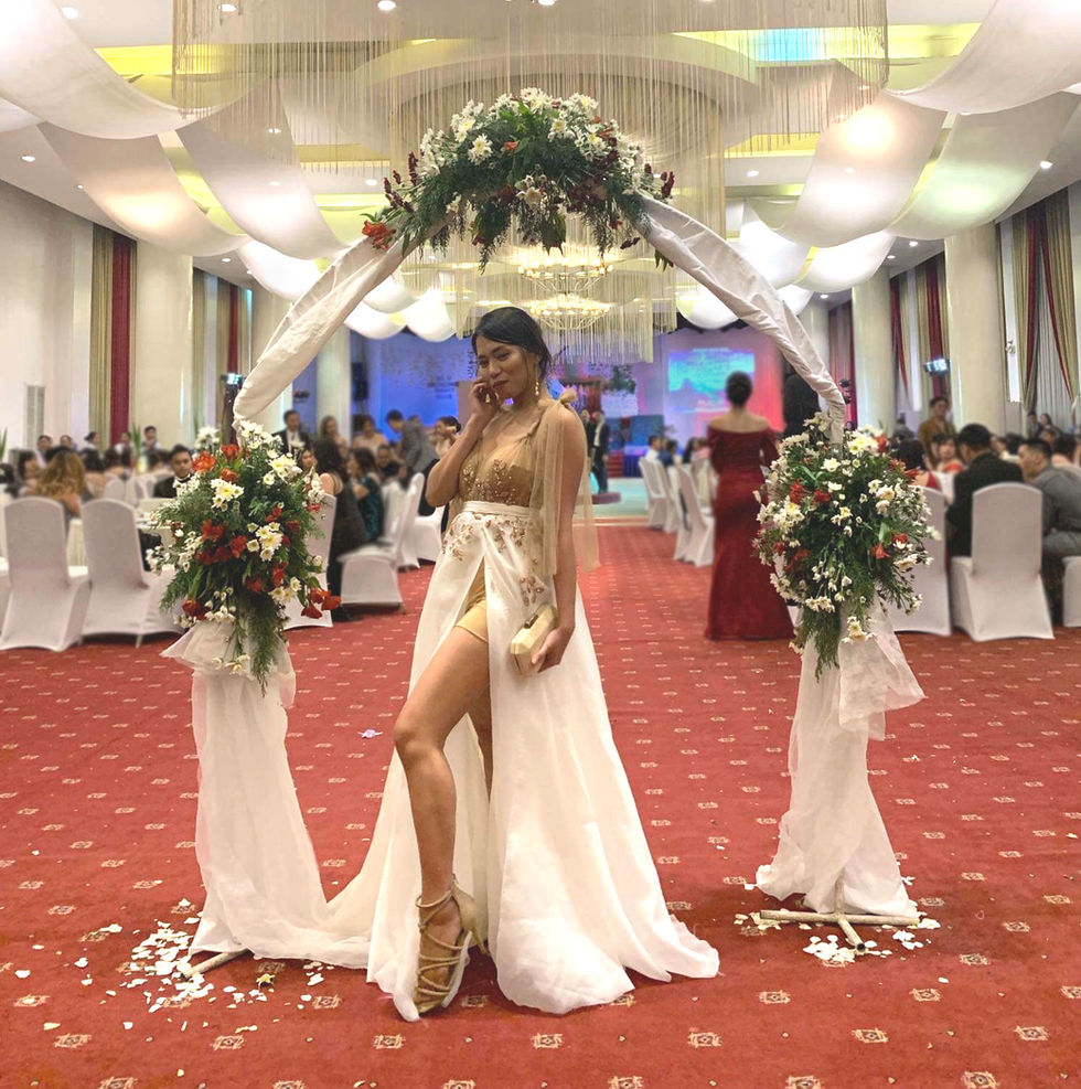 Regine in a Nude and White Sexy Gown for Med Night.jpeg