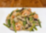FETTUCCINE WITH ASPARAGUS, SHIITAKE MUSHROOMS AND SHRIMP