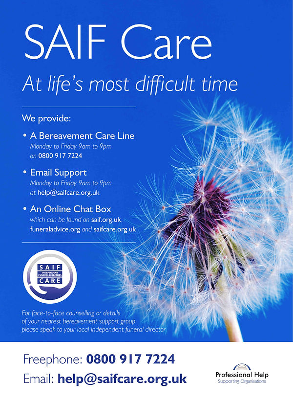 SAIF Care Poster - Bereavement Support