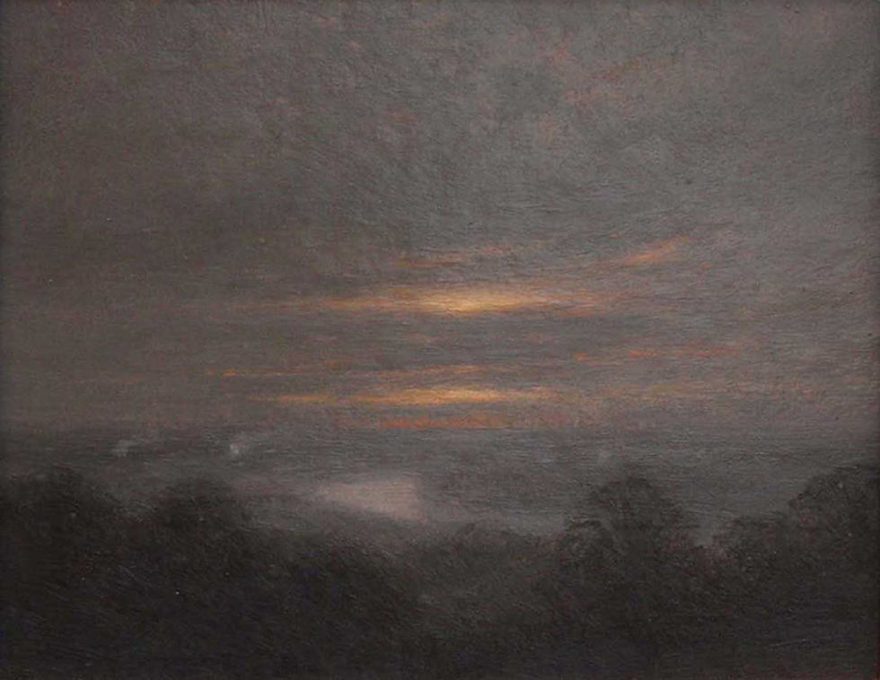 'Sunset from Richmond Hill' (1976) oil on board 19cm x 24cm