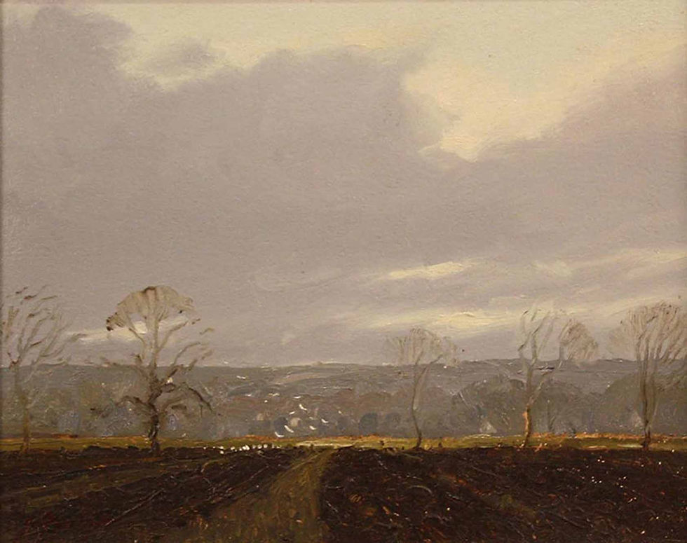 'After rain near Chichester' oil on board 19cm x 24cm