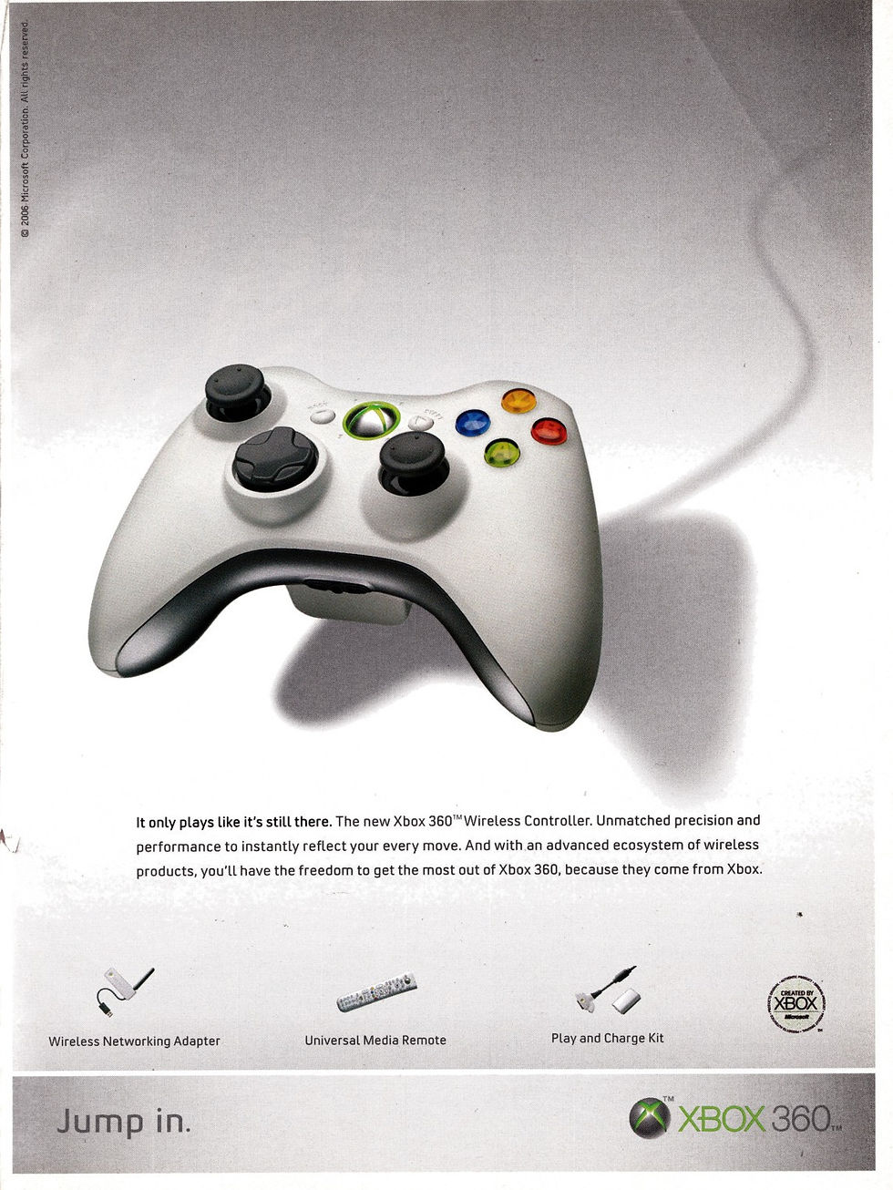 Anuncio que muestra el control inalámnbrico de Xbox 360