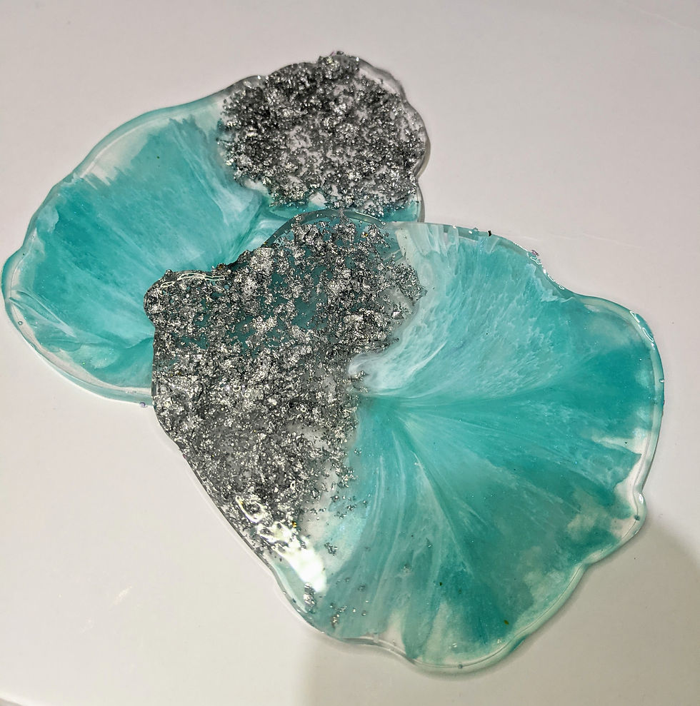Thumbnail: Baby Blue & Silver Flake Pair of Coasters