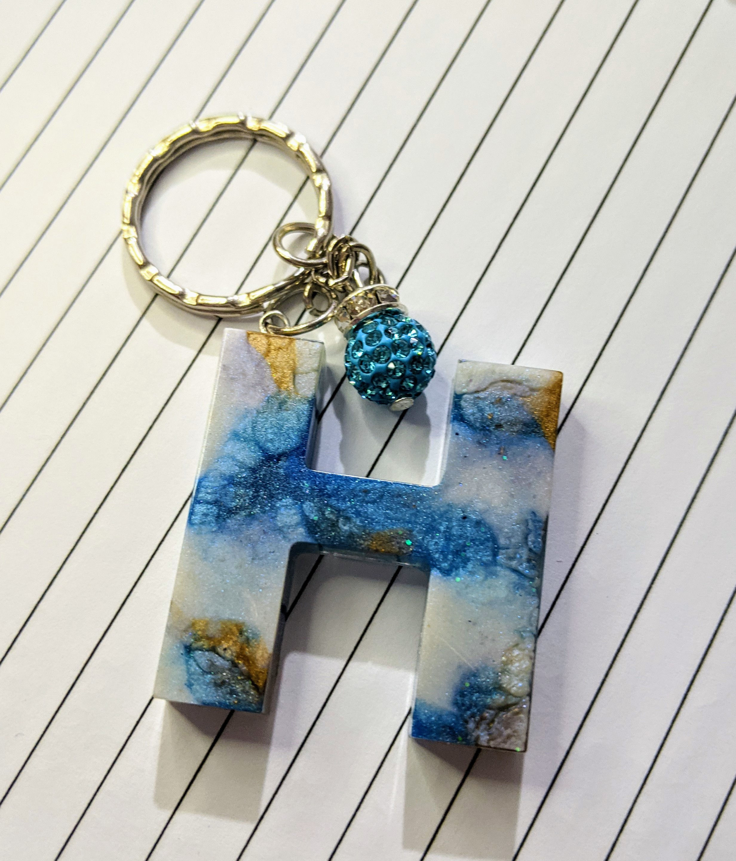 Blue & Gold Initial 'H' Keyring