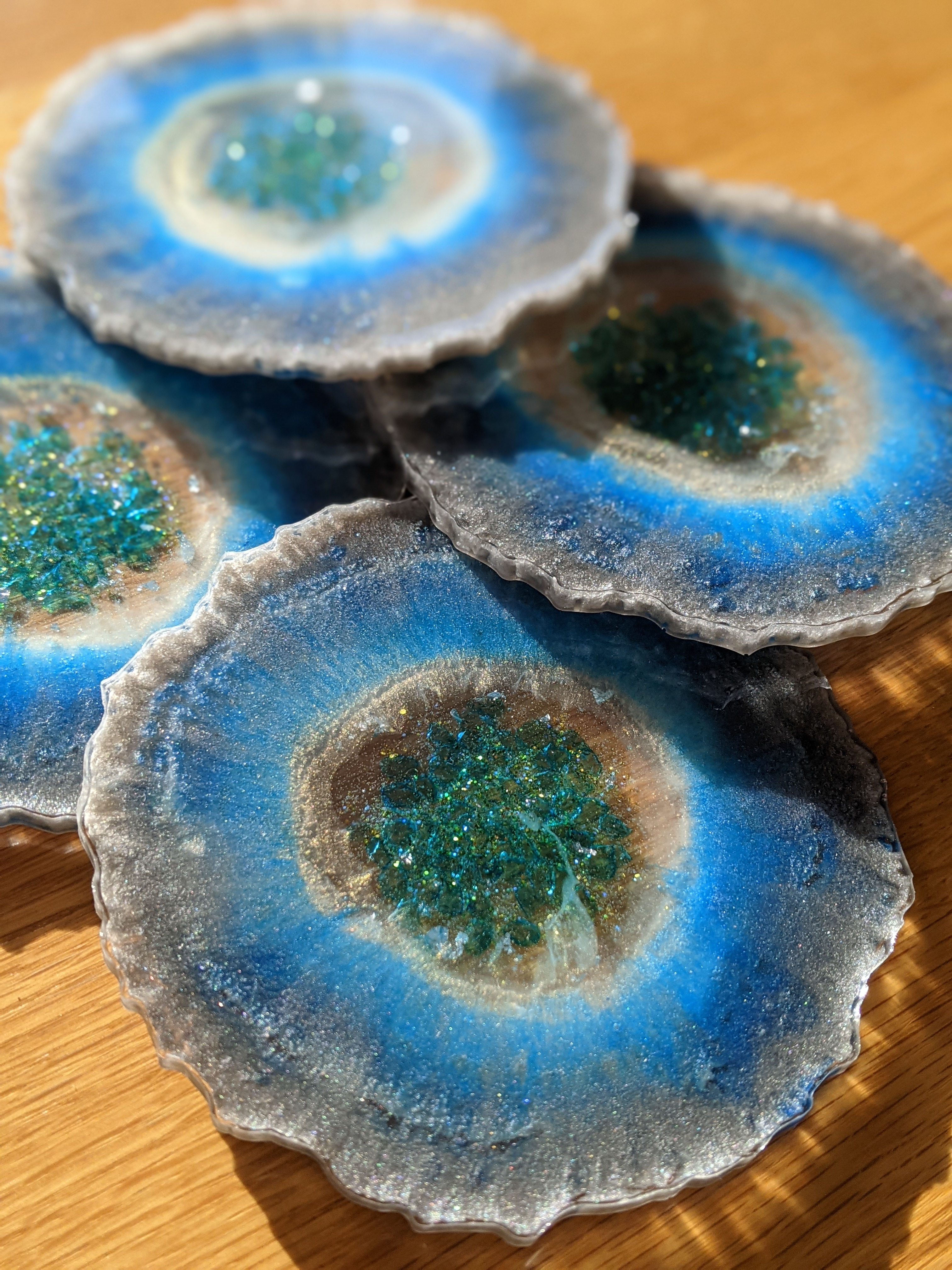 Ice Blue & Grey Coaster Set of 4 