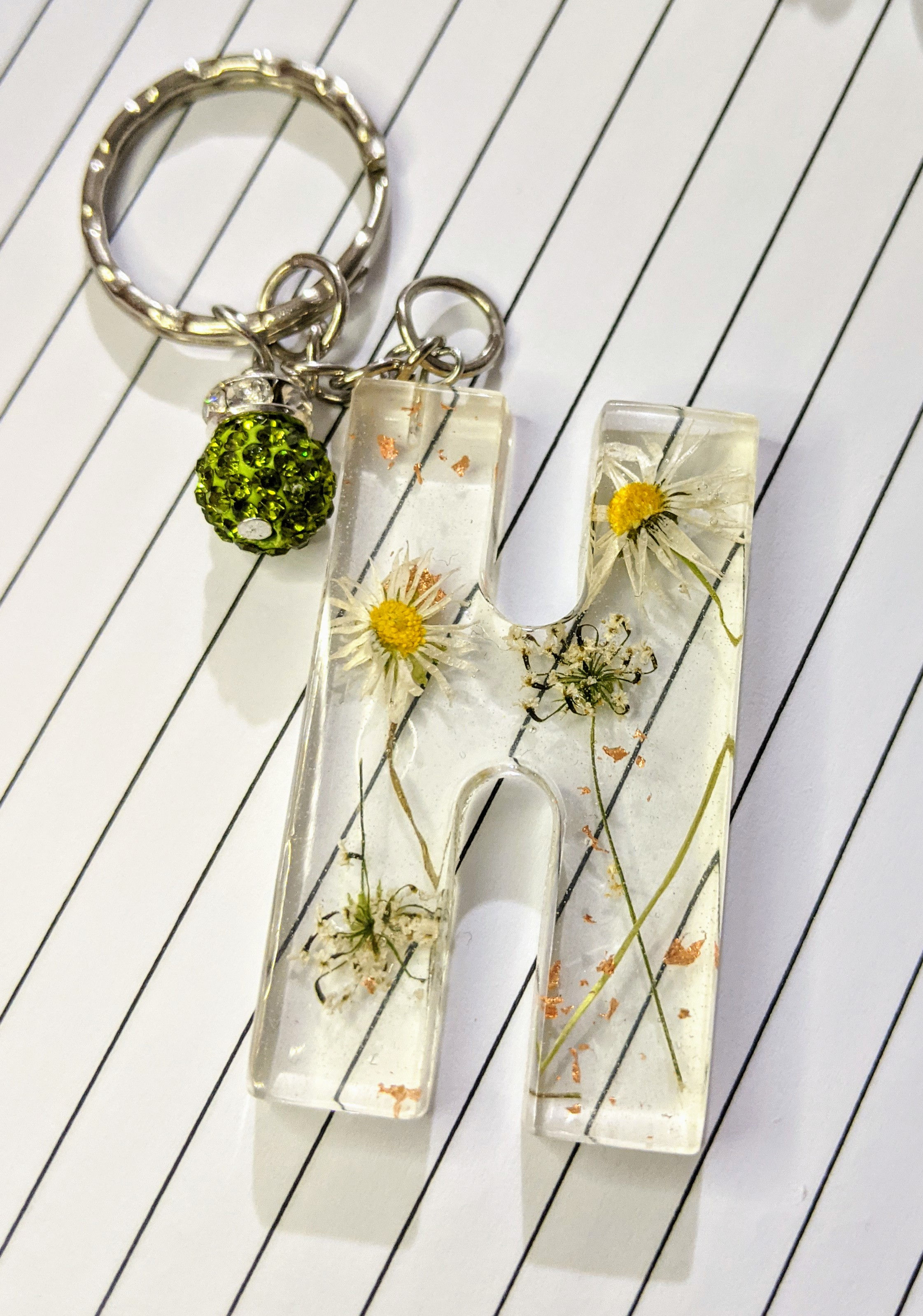 Flower Initial H Keyring 