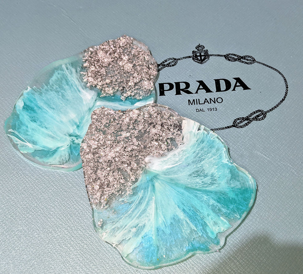 Thumbnail: Baby Blue & Silver Flake Pair of Coasters