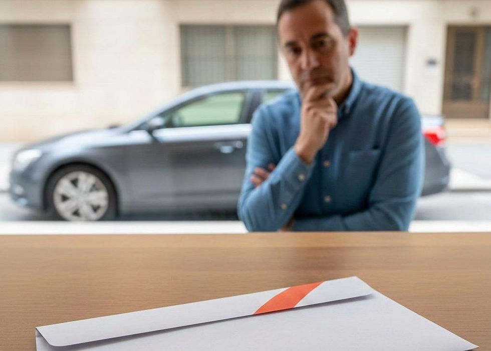 Carta de multa de tráfico sin recoger sobre una mesa en España