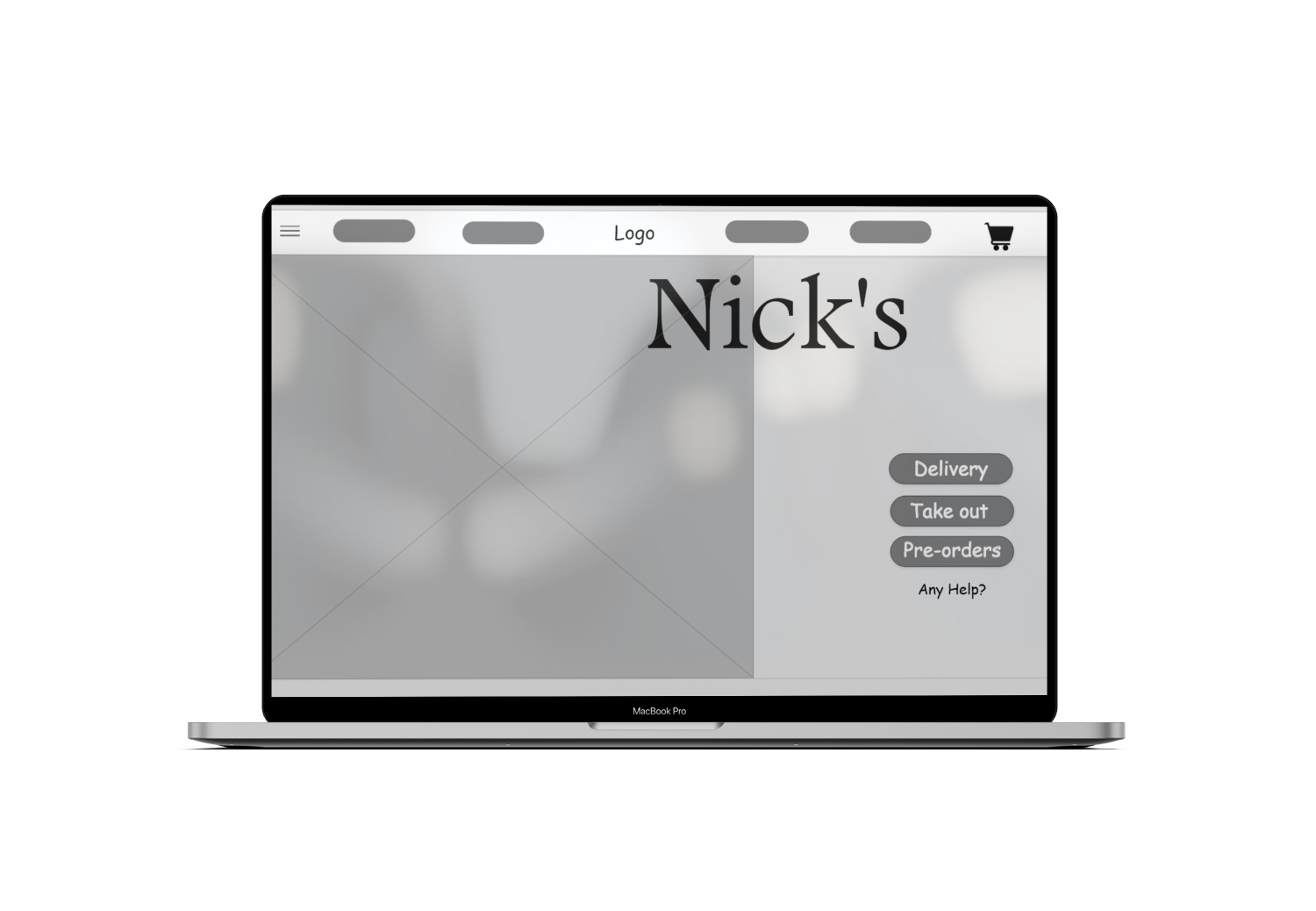 Nick's Sandwich digital wireframe