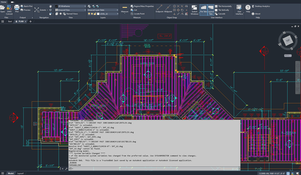 Example of AutoCAD with an expanded command-line text box. Image courtesy: Turnbull Griffin Haesloop Collection, Environmental Design Archives, University of California, Berkeley