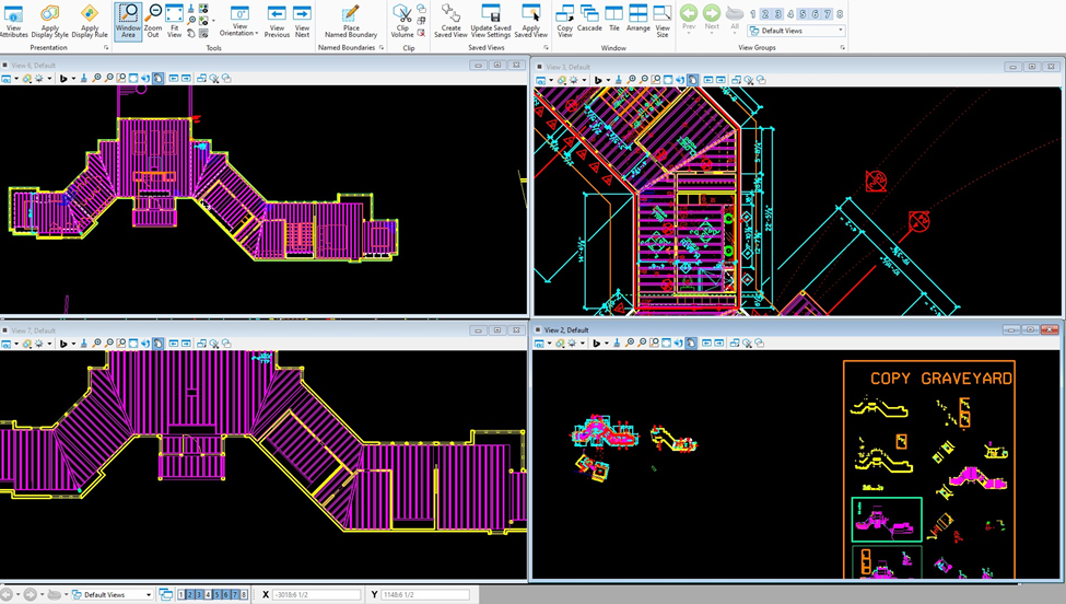 MicroStation Viewports image. Image courtesy: Turnbull Griffin Haesloop Collection, Environmental Design Archives, University of California, Berkeley