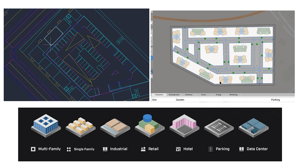 AI design tool interface showing a modern house exterior with a blue facade and texture upload options.