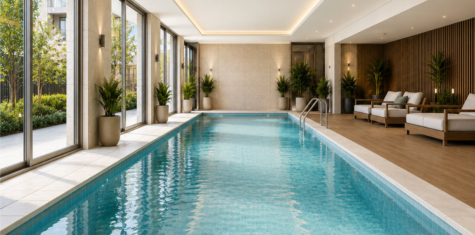 Piscina climatizada cubierta para propietarios de Lugano Atelier