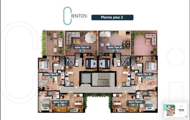 Propuesta de tipologías | Apartamento del piso 2 | Apartaestudio Bogotá | Bogotá, Colombia