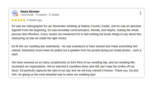 Queensland wedding videographer
