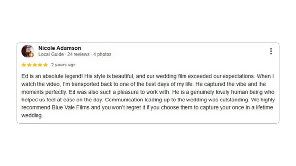 All-day wedding videographer