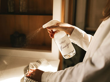Spray bottle cleaning a sink