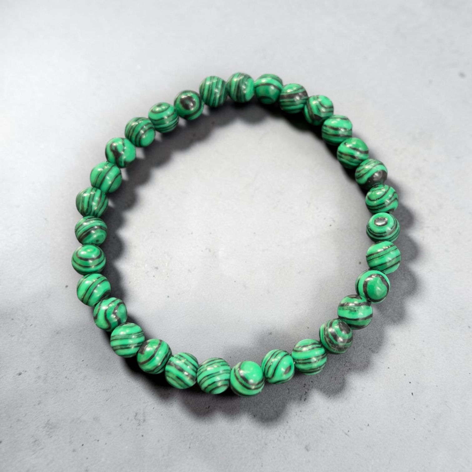 Malachite Elastic Bracelet, 6mm