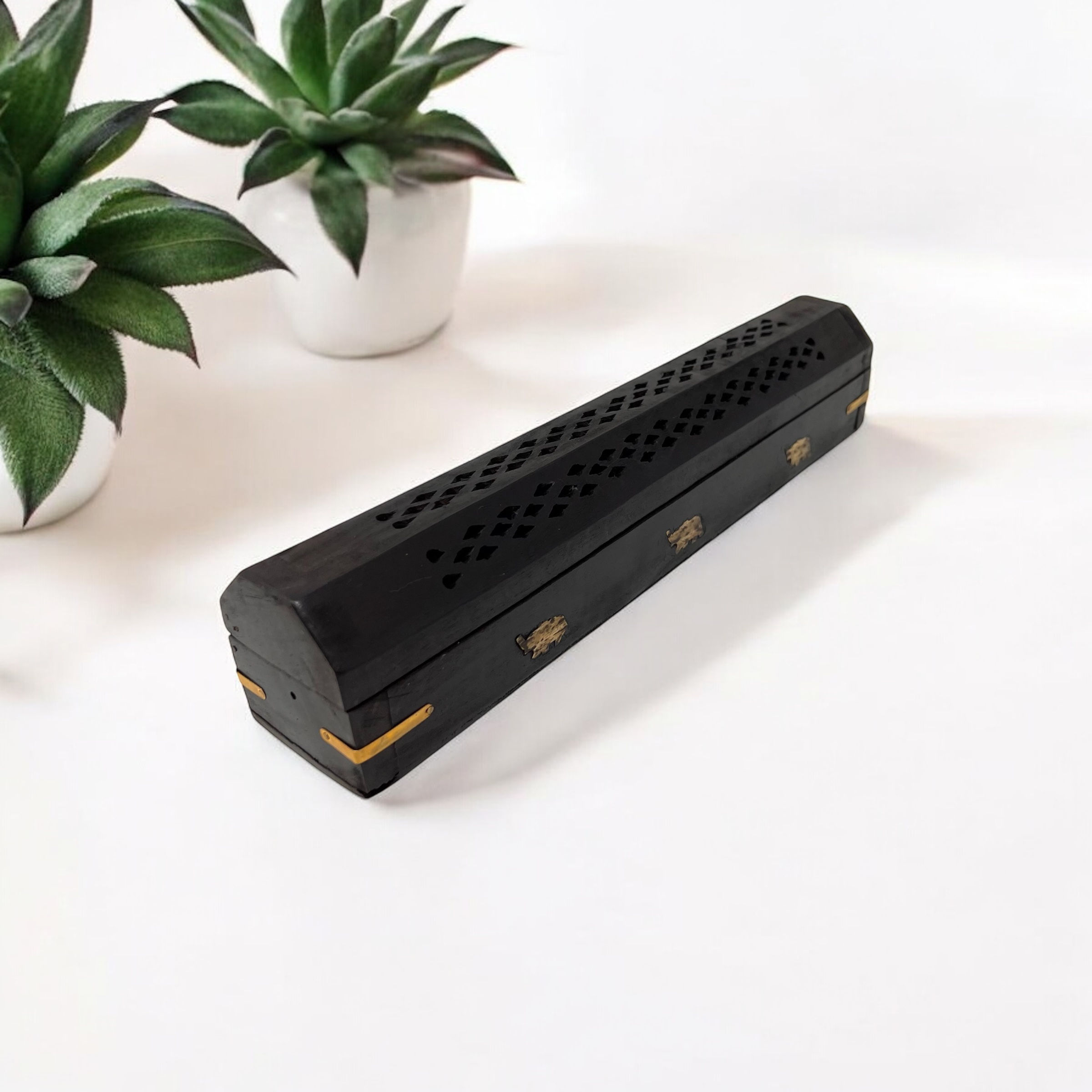 Wooden incense coffin box 12 in.