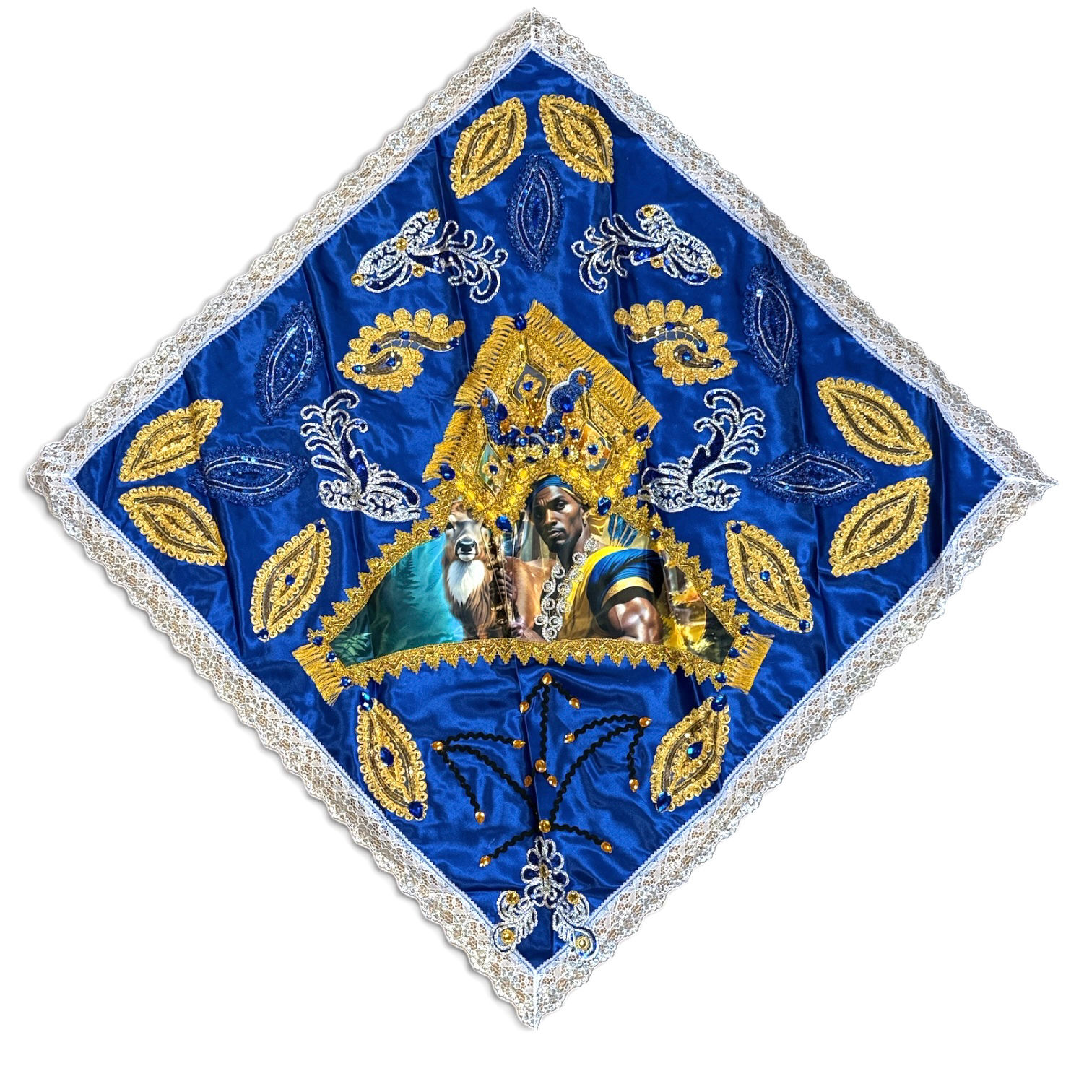 40” x 40” Pañuelo de Ochosi Adornado | Embellished Altar Cloth