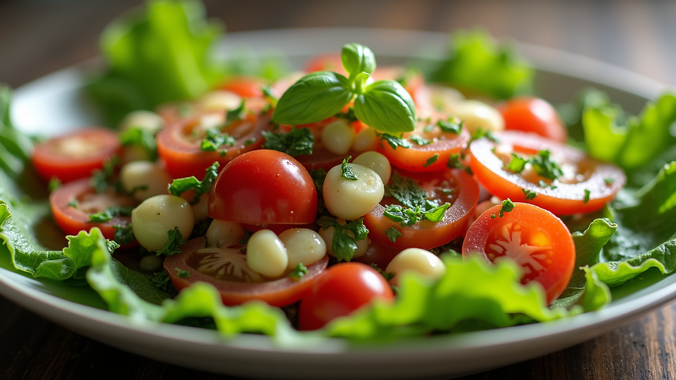 Close-up view of a fresh vegetable salad