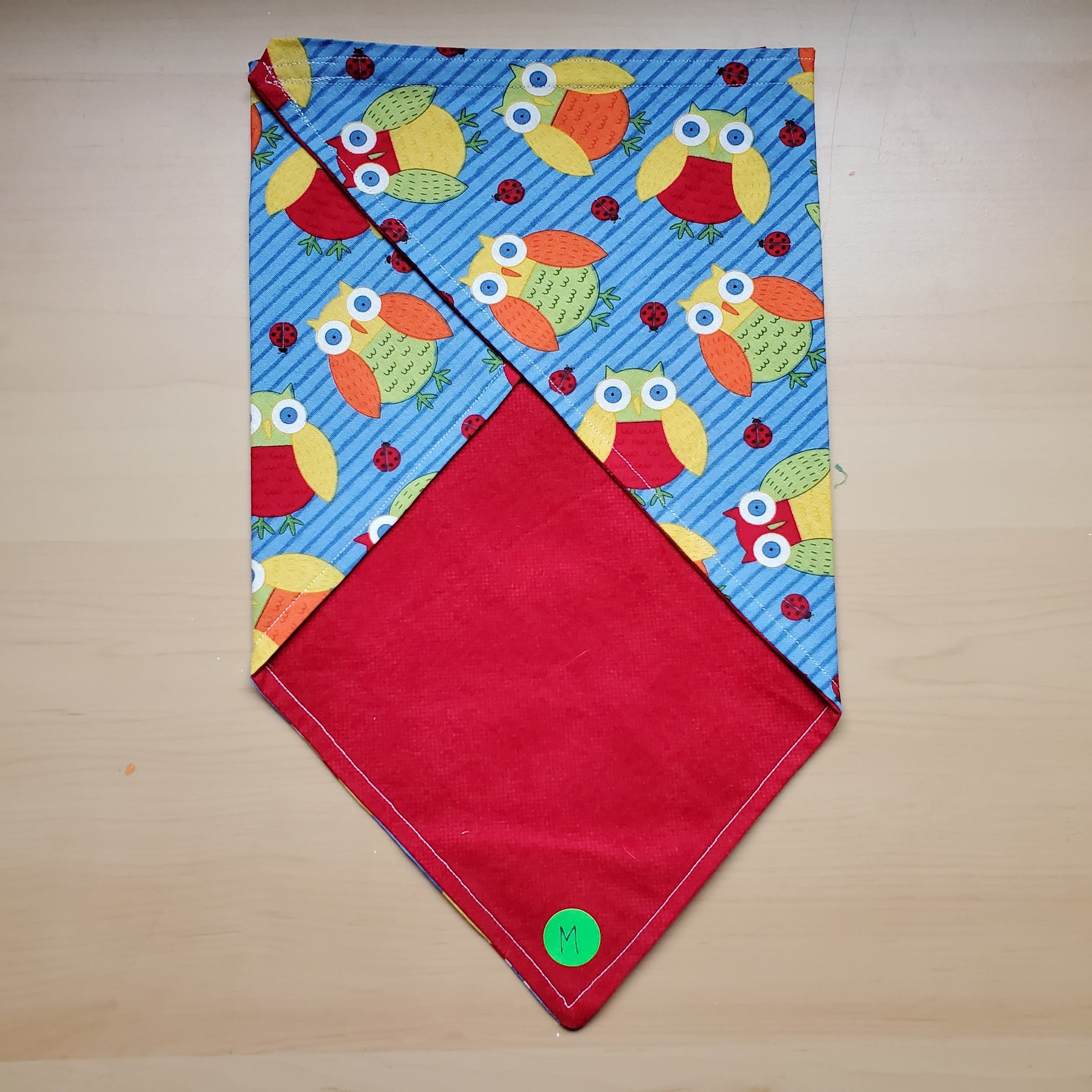 M Red Owls Dog Bandana