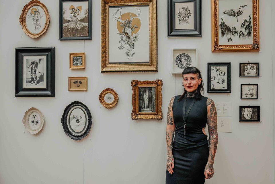 Flore exhibiting her artworks at ART Expo Ljubljana 2023