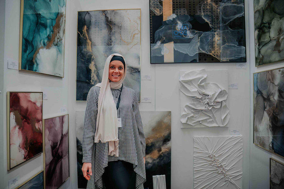 Maja Aragun in her exhibition space at ART Expo Ljubljana 2023