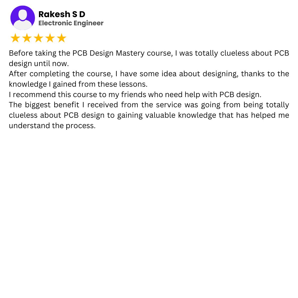 Engineer testimonial