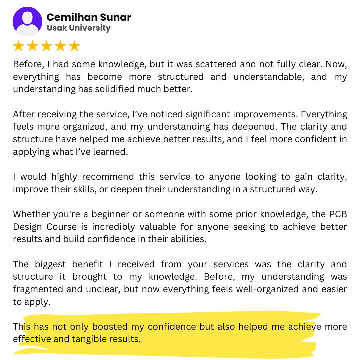 Engineer testimonial