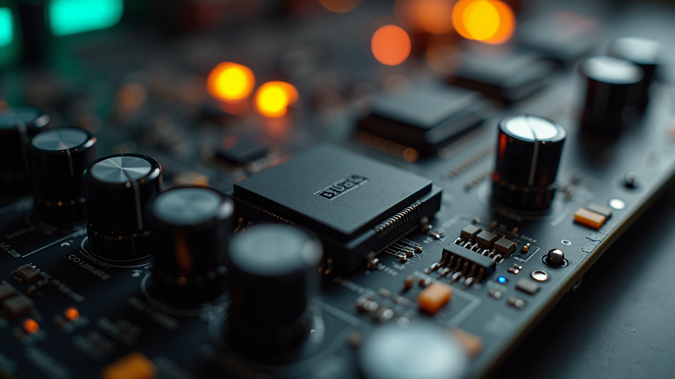 Close-up view of buck converter setup highlighting its components