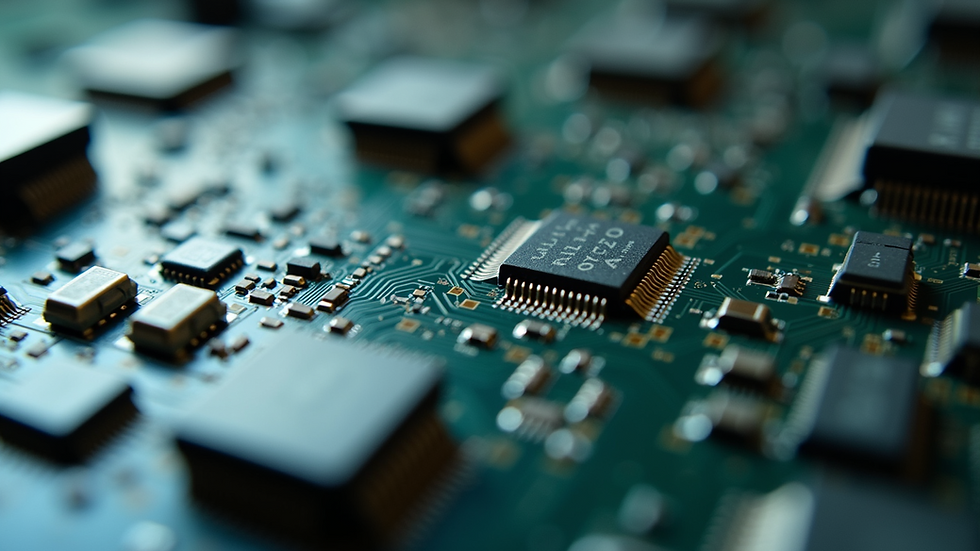 Close-up view of a multi-layer PCB stackup