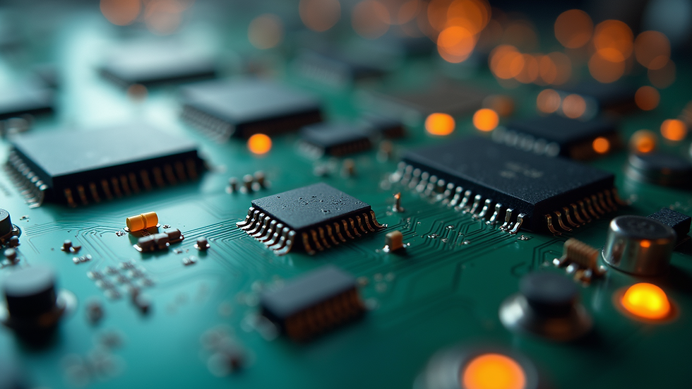 Close-up view of a PCB displaying traces and components