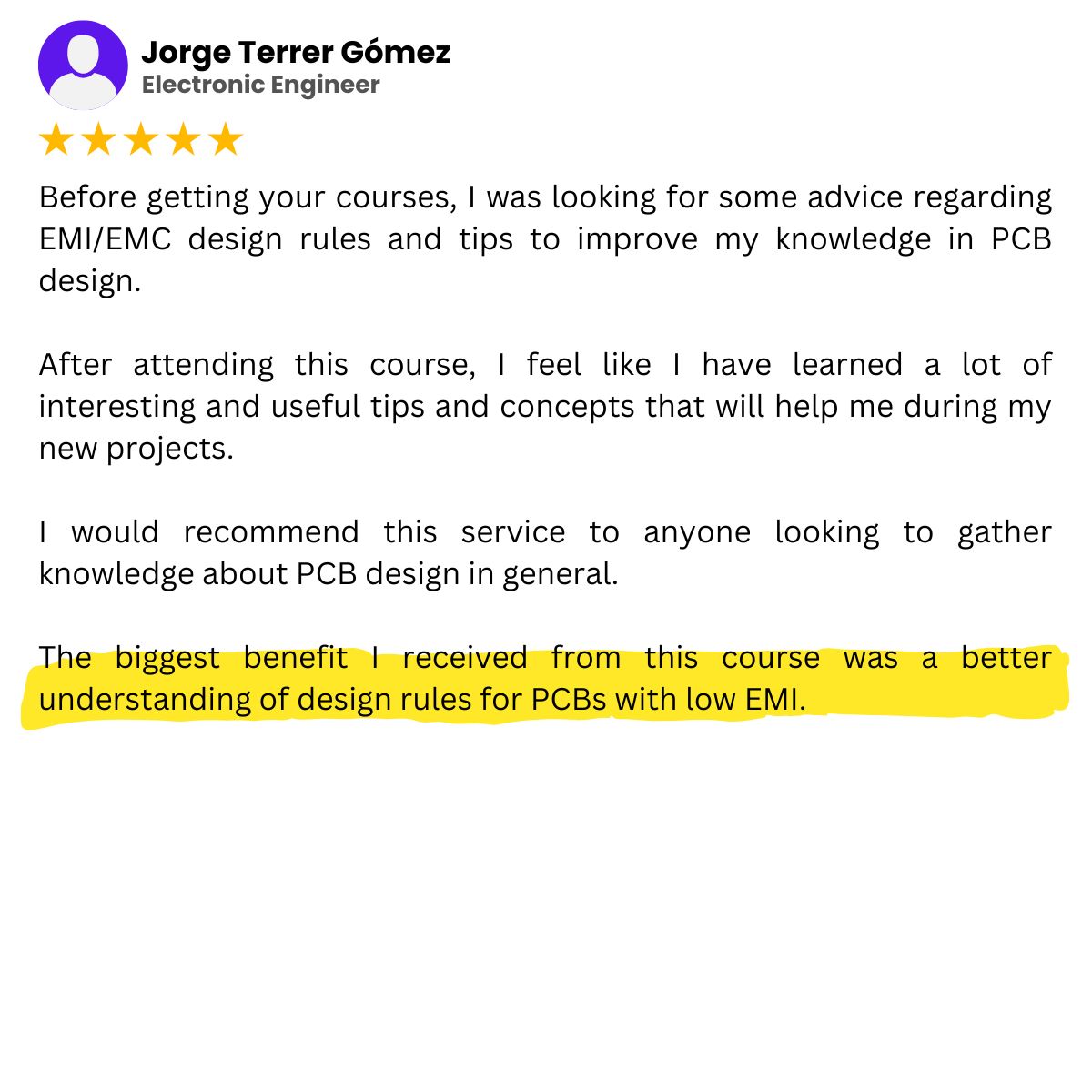 Engineer testimonial