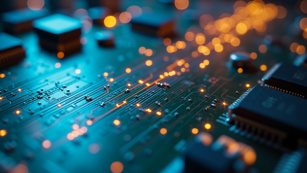 Eye-level view of PCB traces undergoing impedance changes