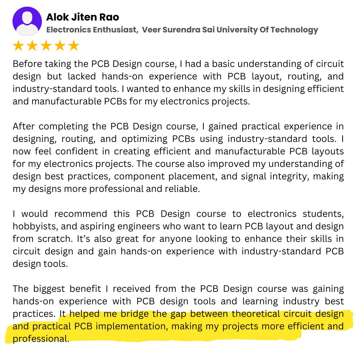 Engineer testimonial