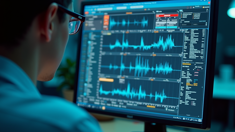 Eye-level view of an electronic engineer evaluating input filter designs