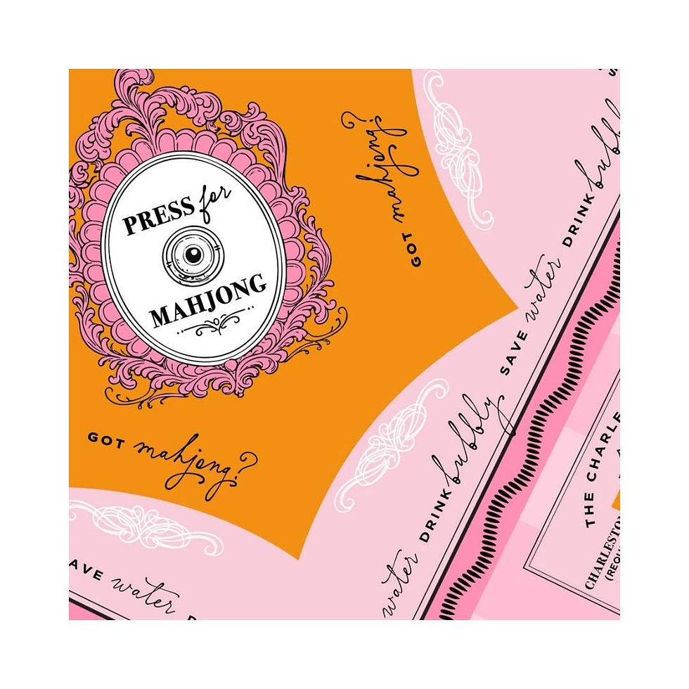 Thumbnail: 'Press for Mahjong' Mat | Champagne & Mahj Collection