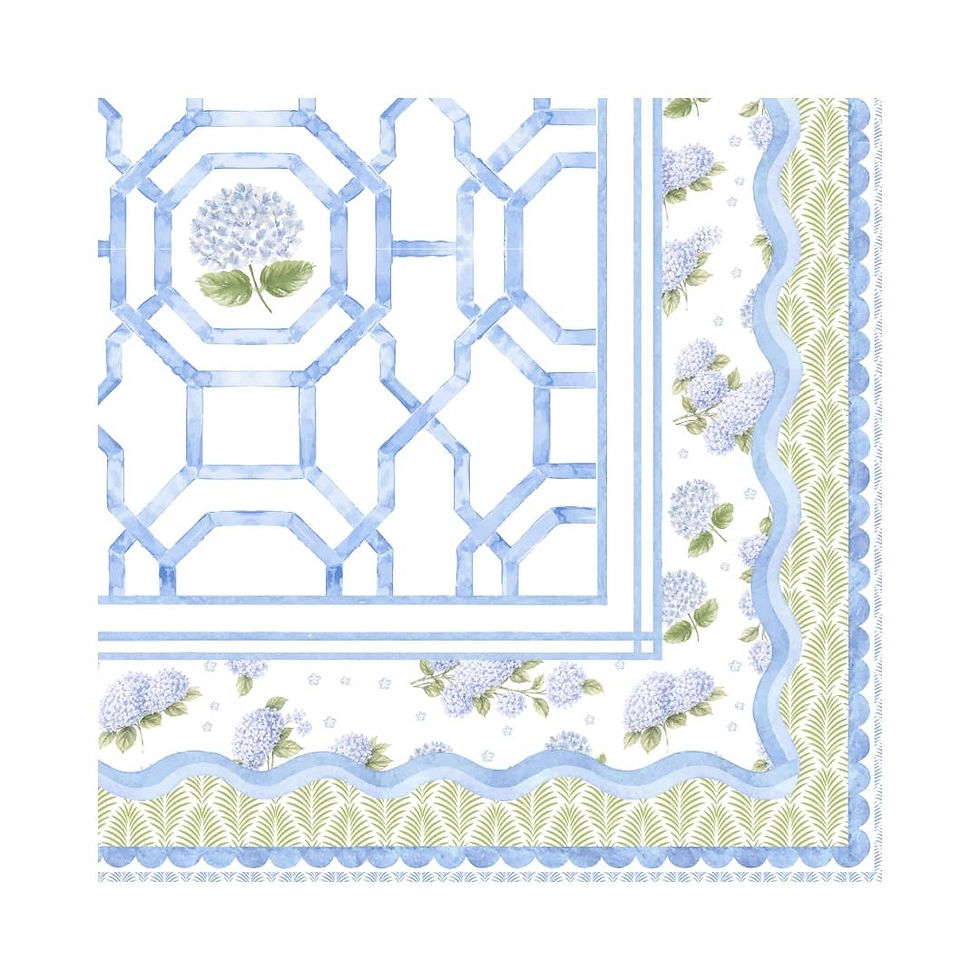 Thumbnail: The House of Hydrangea Mahjong Mat | Blue Floral TRAVEL: 31.5" Scalloped Edge