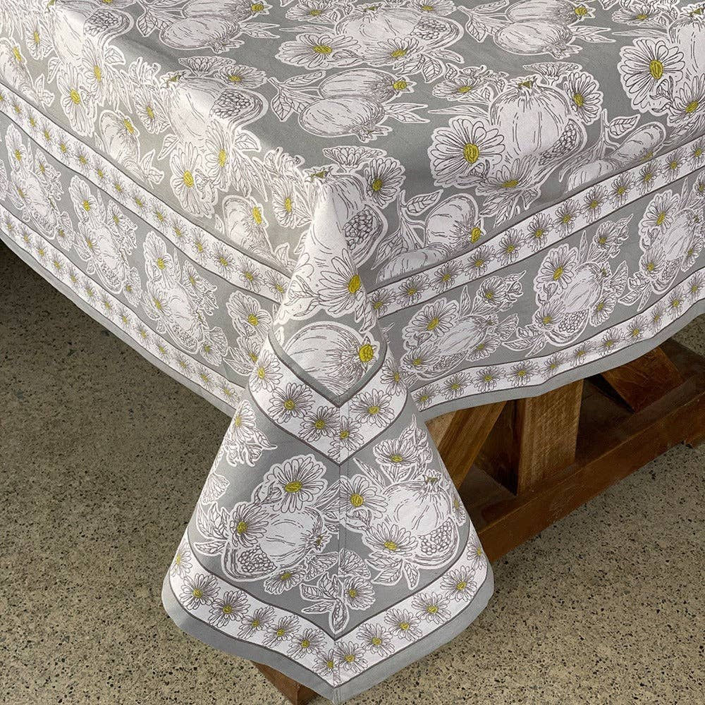 Pomegranate Grey Tablecloth: White, 60"X60"